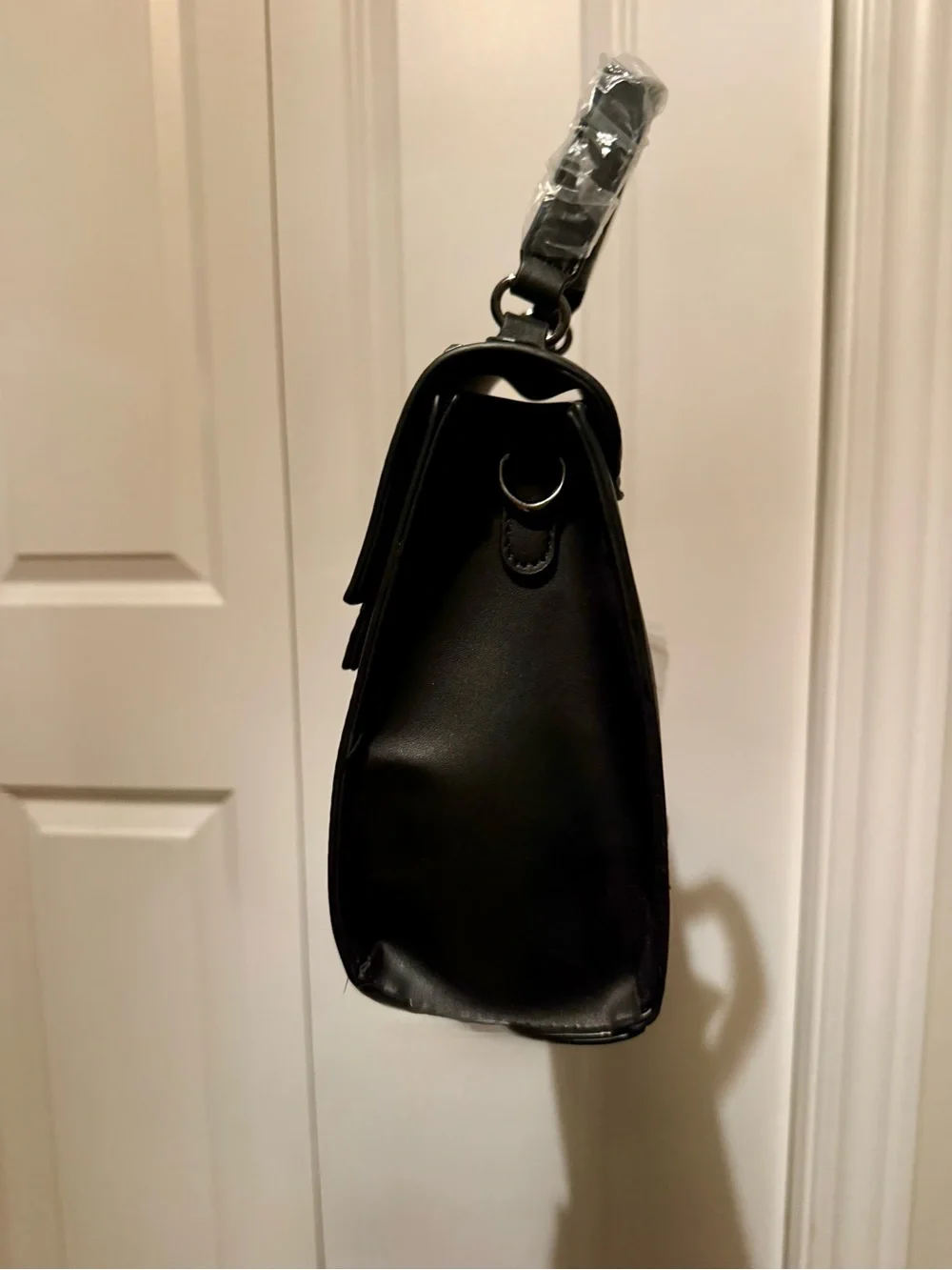 Valentino Orlandi Black Crossbody Satchel with Stud Accents and Mini Wallet